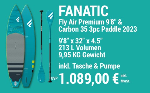 2023 FANATIC 1089 MAIN SUP Showroom 2023 Fanatic Fly Air Premium SET 9822x3222x4.522 Carbon 35 3pc Paddle