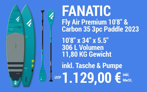 2023 FANATIC 1129 MAIN SUP Showroom 2023 Fanatic Fly Air Premium SET 10822x3422x5.522 Carbon 35 3pc Paddle