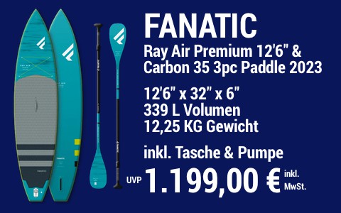 2023 FANATIC 1199 MAIN SUP Showroom 2023 Fanatic Ray Air Premium SET 12622x3222x622 Carbon 35 3pc Paddle