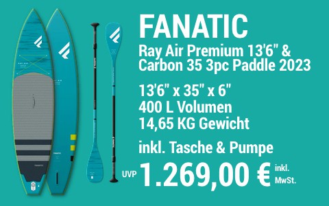 2023 FANATIC 1269 MAIN SUP Showroom 2023 Fanatic Ray Air Premium SET 13622x3522x622 Carbon 35 3pc Paddle