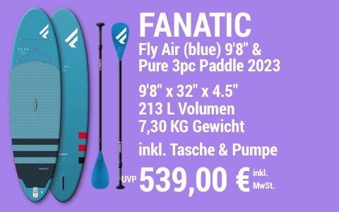 2023 FANATIC 539 MAIN SUP Showroom 2023 Fanatic Fly Air blue SET 9822x3222x4.522 Pure 3pc Paddle