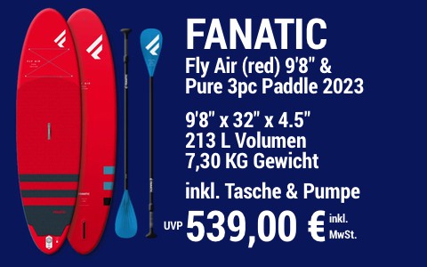 2023 FANATIC 539 MAIN SUP Showroom 2023 Fanatic Fly Air red SET 9822x3222x4.522 Pure 3pc Paddle