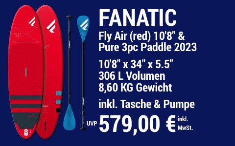 2023 FANATIC 579 MAIN SUP Showroom 2023 Fanatic Fly Air red SET 10822x3422x5.522 Pure 3pc Paddle