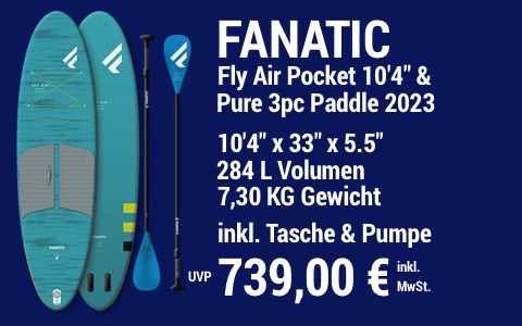2023 FANATIC 739 MAIN SUP Showroom 2023 Fanatic Fly Air Pocket SET 10422x3322x5.522 Pure 3pc Paddle