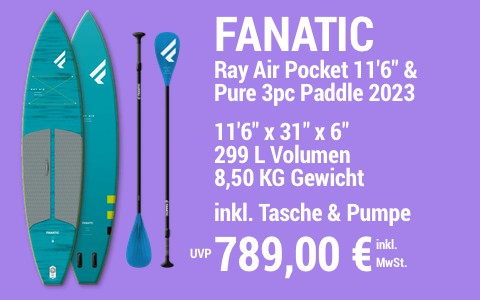 2023 FANATIC 789 MAIN SUP Showroom 2023 Fanatic Ray Air Pocket SET 11622x3122x622 Pure 3pc Paddle