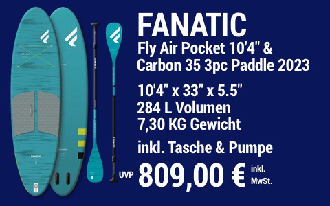 2023 FANATIC 809 MAIN SUP Showroom 2023 Fanatic Fly Air Pocket SET 10422x3322x5.522 Carbon 35 3pc Paddle