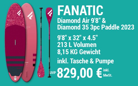 2023 FANATIC 829 MAIN SUP Showroom 2023 Fanatic Diamon Air SET 9822x3222x4.522 Diamond 35 3pc Paddle