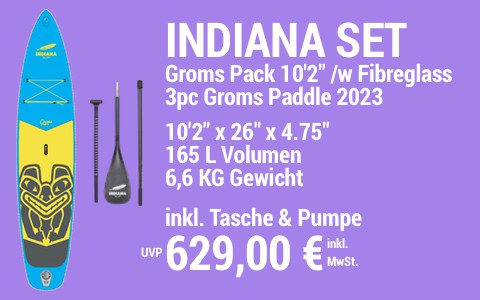 2023 Indiana 629 MAIN SUP Showroom 2023 Indiana 10.2 Groms Pack w 3pc Fibreglass Groms Paddle