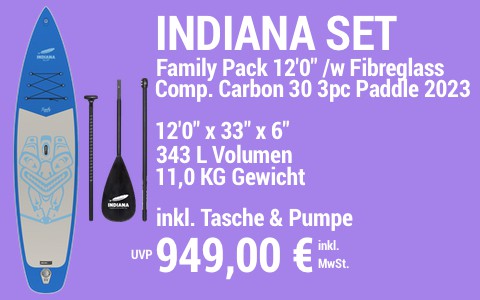 2023 Indiana 949 MAIN SUP Showroom 2023 Indiana Family Pack blue 12022 w 3pc FibreglassComposite Carbon30 Paddle