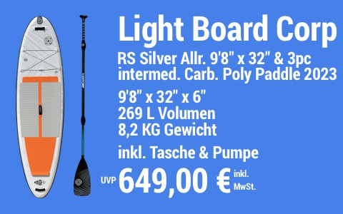 2023 LBC 649 MAIN SUP Showroom 2023 Light Board Corp RS Silver Allround Set 9822 x 3222 x 622 w 3pc Intermediate Carbon Poly Paddle