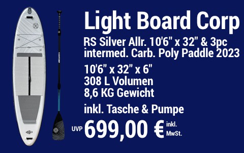 2023 LBC 699 MAIN SUP Showroom 2023 Light Board Corp RS Silver Allround Set 10622 x 3222 x 622 w 3pc Intermediate Carbon Poly Paddle
