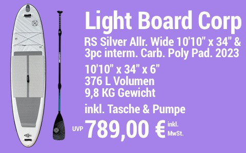 2023 LBC 789 MAIN SUP Showroom 2023 Light Board Corp RS Silver Allround Wide Set 101022 x 3422 x 622 w 3pc Intermediate Carbon Poly Paddle