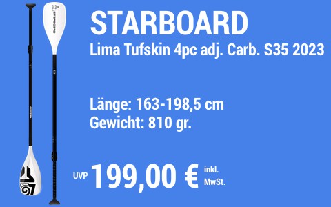 2023 STARBOARD 199 MAIN SUP Showroom 2023 Starboard Paddel Lima Tufskin 4pc adj. Carbon S35