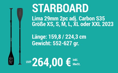 2023 STARBOARD 264 MAIN SUP Showroom 2023 Starboard Paddel Lima 29mm 2pc adj Carbon S35