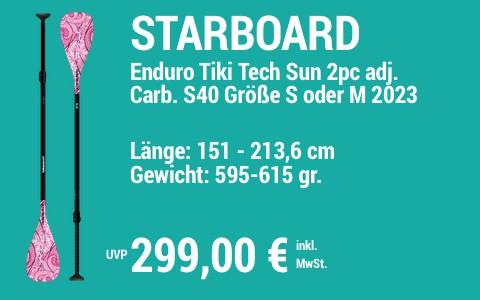 2023 STARBOARD 299 MAIN SUP Showroom 2023 Starboard Paddel Enduro Tiki Tech Sun 2pc adj Carbon S40