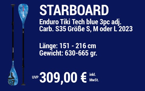 2023 STARBOARD 309 MAIN SUP Showroom 2023 Starboard Paddel Enduro Tiki Tech blue 3pc adj Carbon S35