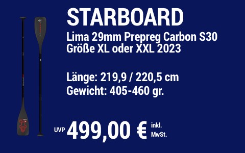 2023 STARBOARD 499 MAIN SUP Showroom 2023 Starboard Paddel Lima 29mm Prepreg Carbon S30