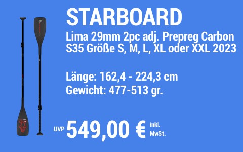 2023 STARBOARD 549 MAIN SUP Showroom 2023 Starboard Paddel Lima 29mm 2pc adj. Prepreg Carbon S35